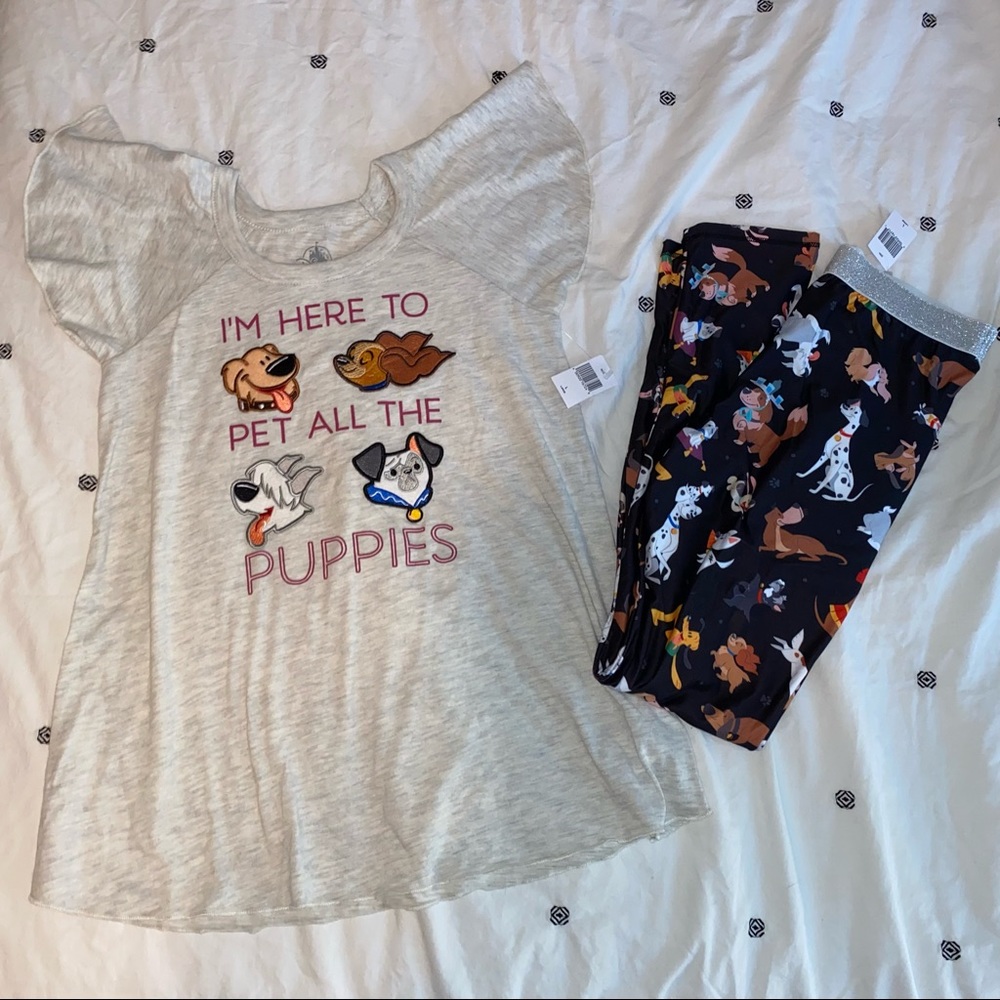 Girls Disney dog leggings & top bundle